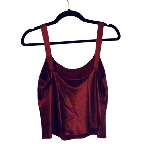 Lafayette 148 Red Lined Silk Tank /cami, Fully Lined with Scoop Neck Sz 8 - Picture 1 of 6
